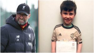 一名10歲曼聯小球迷寫信給利物浦主帥高普，要求對方不要再贏波。