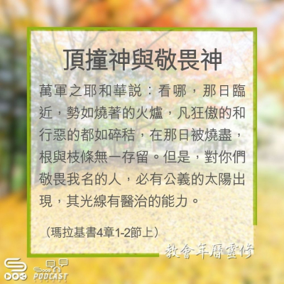 Soooradio 基督教廣播電台 教會年曆靈修（0354） - 頂撞神與敬畏神